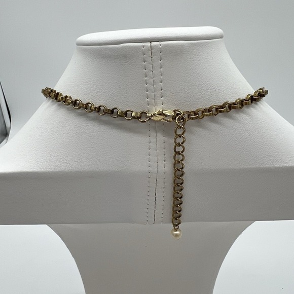 Vintage Star Pendant Cluster Bead Faux Pearl Bib Necklace Gold Tone Chain - Picture 5 of 8